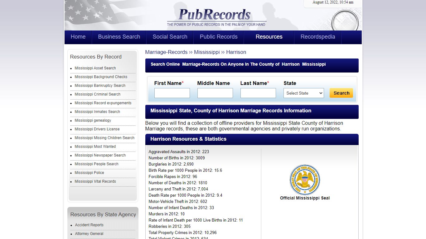 Harrison County, Mississippi Marriage Records